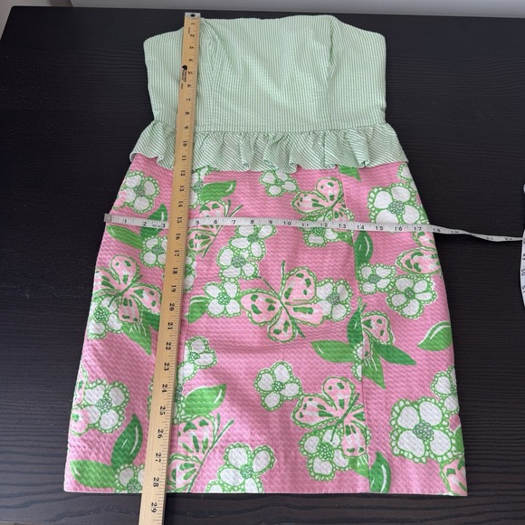Lilly Pulitzer Fluorescent Lowe Dress Strapless 6 Pretty Pink Tootie Butterfly - Picture 11 of 11